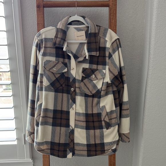 Thread & Supply Jackets & Blazers - Thread & Supply Cream and Gray Plaid Jacket